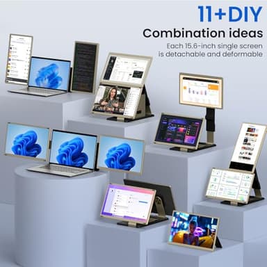 AOKER Triple Laptop Screen Extender - 15.6" Monitor IPS FHD 1080P Detachable Portable Display for 13"-17.4" Laptops Compatible with Compatible with Windows Mac Chrome Surface Travel Work Setup - Image 3