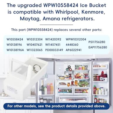 Upgraded WPW10558424 for Whirlpool Ice Maker Replacement, Refrigerator Ice Bucket Replacement with Whirlpool Replacement Ice Maker, Compatible with Whirlpool Kenmore Maytag Amana Refrigerator - Image 3