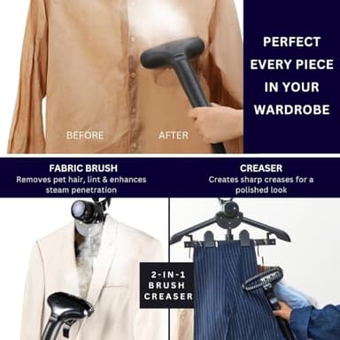 SALAV Heavy Duty Commercial Full-Size Garment Steamer with Foot Pedals and Extra Large 3L (101.5 oz) Water Tank, 1800 watts of Poweful Steam (Navy) - Image 6