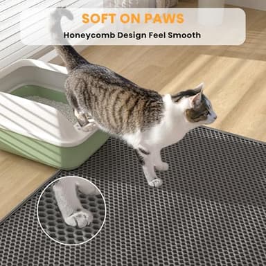 Pieviev 2 Packs Cat Litter Mat Double Layer Waterproof Urine Proof Trapping Mat (30''X24'', Black) - Image 5