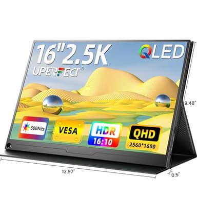 UPERFECT 2.5K QLED Portable Monitor, 16" 2560x1600 QHD Portable Gaming Monitor HDR FreeSync Laptop Monitor w/VESA & Smart Case Matte Eye Care External Second Screen for PC Laptop Phone Game Console - Image 8