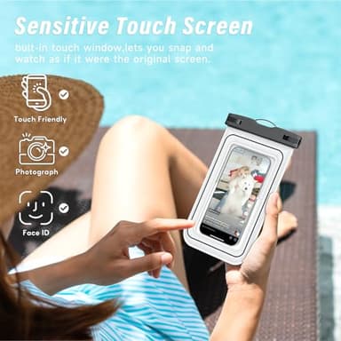 Waterproof Phone Pouch - 2 Pack IP68 Floating Waterproof Phone Case, Dry Bag Beach Cruise Essentials 2025 with Adjustable Lanyard for iPhone 16 Pro Max / 15 Pro / Galaxy S24 S23 (Black and White) - Image 7