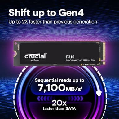 Crucial P310 2TB 2280 PCIe Gen4 3D NAND NVMe M.2 SSD – Up to 7,100 MB/s – Shift up to Gen4, with Acronis Offer, Internal Solid State Drive (PC) – CT2000P310SSD801 - Image 2