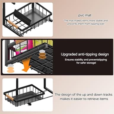 ADBIU Under Sink Organizer, 2 Pack 2 Tier Expandable Height (13.2" - 17.2") Pulling Out Kitchen Bathroom Cabinet Organizers - Image 6