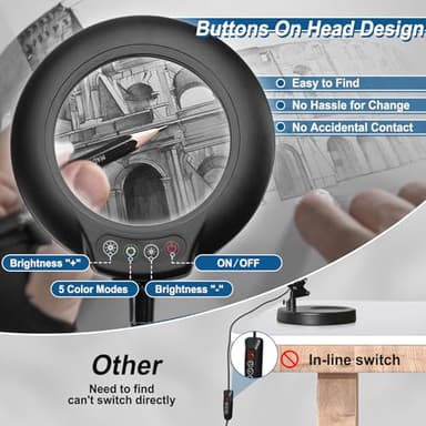 IVMAIE 10X Magnifying Glass with Light, Flexible Gooseneck Lighted Magnifier with Stand, 5 Color Modes Dimmable LED Desk Lamp Hands Free for Crafts Painting Sewing Jewelry Reading Close Work - Image 8