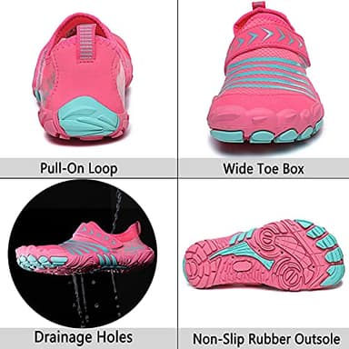 Quickshark Kids Water Shoes Boys Girls Barefoot Aqua Socks Lightweight Quick Dry Sandals Slip On Walking Sneakers for Beach Pool Swim 1-Pink 1 Big Kid - Image 5