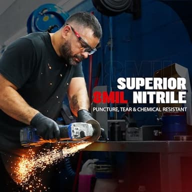 GRIPXX Herkules Grip Heavy Duty 8Mil Black Nitrile Gloves,3D Raised Diamond Texture-Latex & Powder-Free Industrial, Mechanic (200, Large) - Image 3