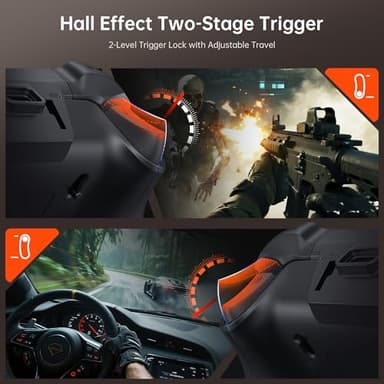 GUSGU G7 Wireless Gaming Controller with Interactive Screen, 1000Hz Polling Rate, Hall Joysticks & Triggers, 4 Programmable Buttons, Compatible with PC, Switch, PS4, iOS, Android, Red - Image 5