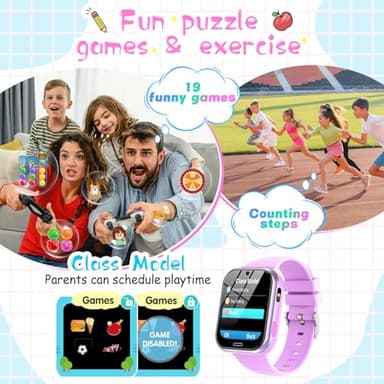 Smart Watch for Kids - Touch Screen Watch with Camera, Music, Video, Pedometer, Calculator, Alarm Clock, Learn Card, Audio Book, Calendar - Kids Watch for Boys & Girls Ages 4-12 (Purple) - Image 3