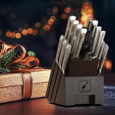 imarku Knife Set, 16 PCS High Carbon Japanese Stainless Steel Knife Sets for Kitchen with Block, Ultra Sharp Kitchen Knife Set with Sharpener Chef Knife Set, Dishwasher Safe, Best Gifts - Image 9