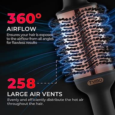 TYMO Hair Dryer Brush Blow Dryer Brush in One, 4 in 1 Ionic Hairdryer and Styler Volumizer with Oval Titanium Barrel, Hot Air Straightener for Smooth Frizz-Free Blowout, Gold - Image 5