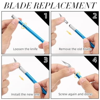 JTIEO Exacto Knife,Hobby Knife,74 Pack with 4 Upgrade Sharp Hobby Knives and 70 Spare Exacto Knife Blades for Art, Scrapbooking (Blue) - Image 5