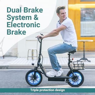 NAVIC T1PRO Electric Scooter,Electric Scooter with Seat,Max 49 Miles Ranges,Top Speed 22 mph,750W Peak Motor for Pets,Cargo with Back Basket - Image 5