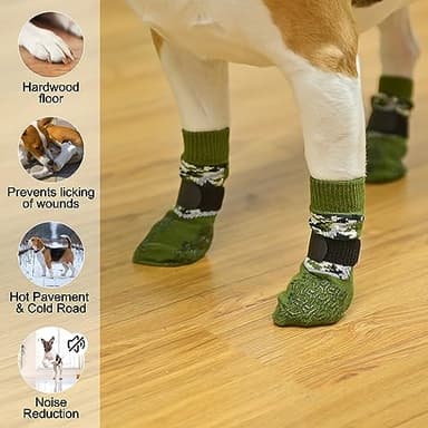 BEAUTYZOO Dog Socks to Prevent Licking Paws for Hardwood Floors Anti Slip, Dog Shoes Booties for Hot/Cold Pavement,Grippy Boots & Paw Protectors Traction Control for Small Medium Large Senior Dogs - Image 6