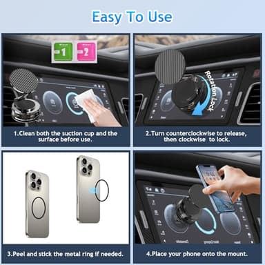 NZKEEYZI Phone Holders for Your car, Compatible with MagSafe, Ultra Vacuum Suction Cup Mount, 360° Rotation, Car Phone Holder Compatible with All Models, Carbon Fiber Coffee - Image 4