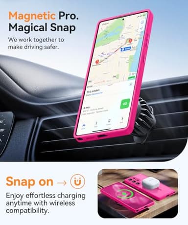 CANSHN Designed for Samsung Galaxy S25 Ultra Case (2025) [Full Camera Protection] [Compatible with Magsafe] Translucent Matte Back Protective Phone Cover, Hot Pink - Image 5