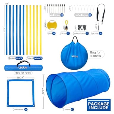 Yiotl Dog Agility Training Starter Kit Backyard Obstacle Course with Interactive Play, Agility Jumps, Weave Poles, Tunnels, Hurdle & Carrying Case - Image 2