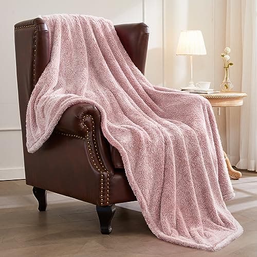 Exclusivo Mezcla Plush Fuzzy Fleece Throw Blanket Extra Large, Super Soft, Fluffy and Warm Blankets for Couch, Bed, Suitable for All Seasons (50x70 Inches, Mixed Dusty Pink) - Image 1