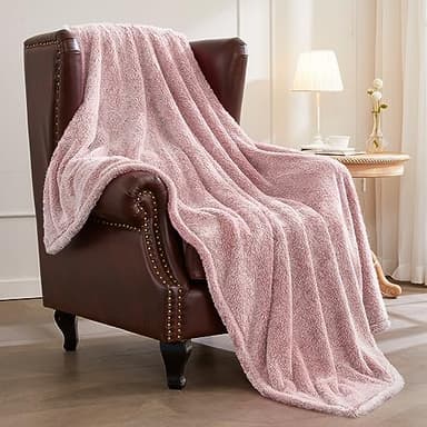 Exclusivo Mezcla Plush Fuzzy Fleece Throw Blanket Extra Large, Super Soft, Fluffy and Warm Blankets for Couch, Bed, Suitable for All Seasons (50x70 Inches, Mixed Dusty Pink) - Image 1