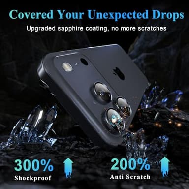 YWXTW Camera Lens Protector for iPhone 17 Pro/iPhone 17 Pro Max, [1 Step Installation Tray] Tempered Glass Screen Protector Metal Individual Camera Cover Accessories Case Friendly (Deep Blue-2Pack) - Image 3