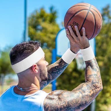 BEACE Sweatbands Sports Headband for Men & Women - Moisture Wicking Athletic Cotton Terry Cloth Sweatband for Tennis, Basketball, Running, Gym, Working Out - Image 3