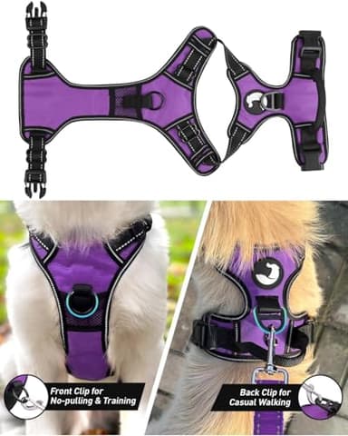 Joytale No Pull Dog Harness for Small Dogs, Reflective Pet Vest with Front Clip, Adjustable Soft Padded Harnesses with Easy Control Handle for Training and Walking, Purple, S - Image 2