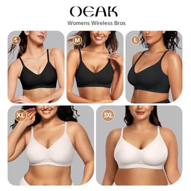 OEAK Womens Wireless Bras Comfortable Push Up Bra No Underwire Bra Full Support Lift Bralette Everyday Seamless Tshirt Bras Navy L - Image 5