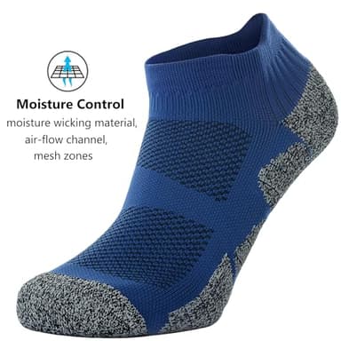 CWVLC Unisex Cushioned Compression Athletic Ankle Socks Multipack, 6-pairs Black Charcoal Royal, XL (13.5-15.5 W US/ 12-14 M US) - Image 5