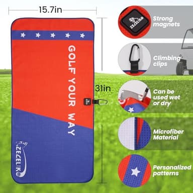 Zeceliko Magnetic Golf Towel - Golf Accessories for Men and Women,Strong Magnets Attach The Golf Towel to Golf Bag or Cart,Easily Cleans Dirt from Golf Clubs and Golf Balls,Ideal Golf Gifts - Image 4