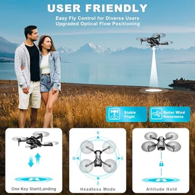 Mini Drone with Camera for Kids Adults-1080P FPV Camera Foldable Drone with Stable Altitude Hold, Gestures Selfie, Waypoint Fly, Auto-Follow, 3D Flip, One Key Start, 3 Speeds, 2 Batteries - Image 3