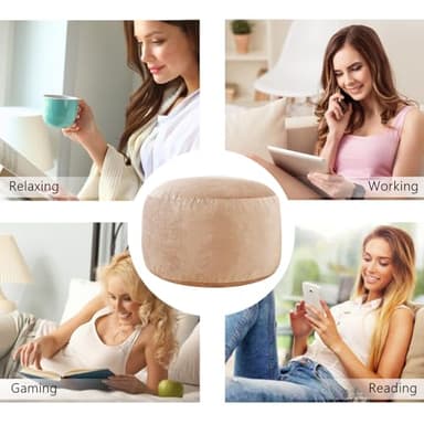 EDUJIN 6 ft Giant Bean Bag Chair: 6' Memory Foam Filled Bean Bag Chairs for Adults with Filling,Ultra Soft Dutch Velvet Cover,Round Fluffy Lazy Sofa for Living Room - 6 Foot Giant, Camel - Image 6
