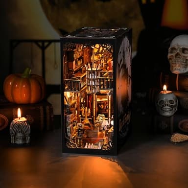 TOYQI DIY Book Nook Kit, Miniature House Dollhouse Kit for Adult and Teens, Book Nook Kits for Adults, Booknook Bookend Alley Model Build with Dust Cover - Image 6