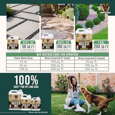 Petra Max Rock Glue for Landscaping, 32 Ounce - Ground Coverage & Pet Safe Mulch Glue for Rocks - Lockdown Gravel/Pebbles/Stones - Sticky Clear Gravel Binder & Decomposed Granite Stabilizer (50 Sq Ft) - Image 5