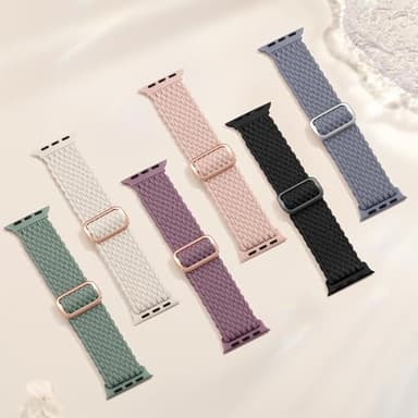 Odbeai Compatible with Apple Watch Bands for Women Solace Stretchy Braided Fabric 40mm 44mm 45mm 41mm 42mm 38mm 46mm 49mm, Stretchy Braided Fabric Strap for iWatch Series 11 10 9 8 7-1 SE Ultra1/2/3 - Image 5