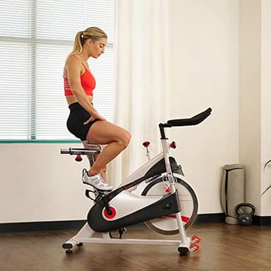 Sunny Health & Fitness Indoor Cycling Exercise Bike with SPD pedals - SF-B1509, White, 47 L x 20 W x 47 5 H - Image 2