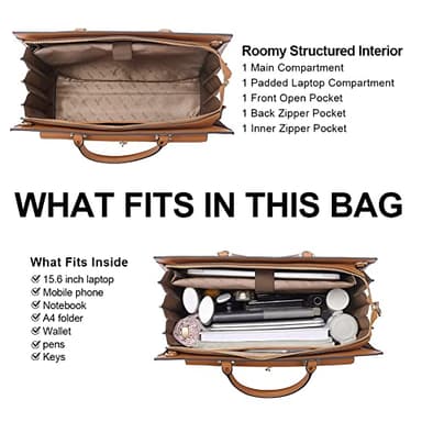 CLUCI Briefcase for Women Vegan Leather 15.6 Inch Laptop Bag Large Pocket Business Ladies Shoulder Bag - Image 3