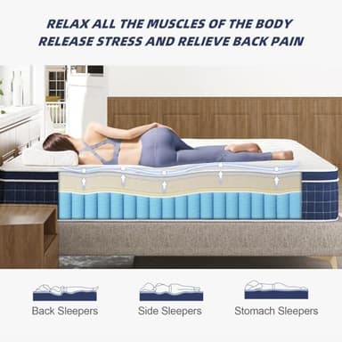 King Size Mattress [Upgraded Strengthen] 14 Inch Firm King Mattress in a Box, Hybrid Mattresses With Gel Memory Foam & Independent Pocket Springs, Release Stress, Strong Edge Support,365-Night Trial - Image 4