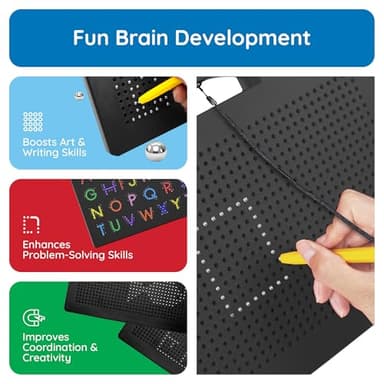 PicassoTiles 2PK 4-in-1 Magnetic Drawing Board 12x10 inch Large Magnet Tablet Pad with 4 Facings Lowercase & Uppercase Alphabets, Numbers, & Freestyle STEM Learning Writing Reading Playboard PTB06 - Image 5
