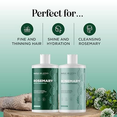 Biotin Rosemary Shampoo and Conditioner Set - Vegan Biotin Shampoo and Conditioner Set Volumizing Complex with Rosemary Essential Oil for Fine Weak & Dull Hair - Sulfate & Paraben Free (16 Fl Oz) - Image 7
