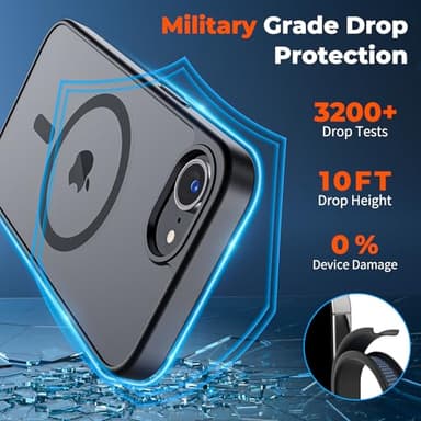 zapica Magnetic for iPhone 16e Case, [Compatible with MagSafe] [Military Grade Drop Protection] Translucent Matte Shockproof Anti-Scratch Phone Case, Black - Image 4
