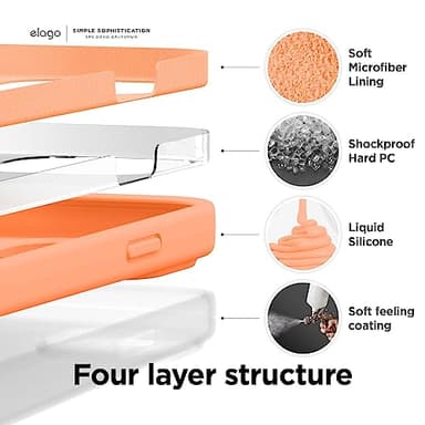 elago Compatible with iPhone 14 Pro Case, Liquid Silicone Case, Full Body Protective Cover, Shockproof, Slim Phone, Anti-Scratch Soft Microfiber Lining, 6.1 inch (Salmon) - Image 5