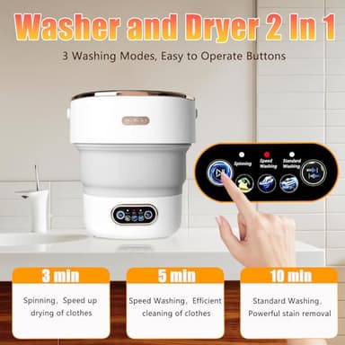 Portable Washing Machine,15L Collapsible Mini Washer with 3 Cleaning Modes Drain Basket Small Foldable Laundry Machine for Travel Camping Dorms RVs Apartments Baby Clothes Underwear Socks Delicates - Image 4