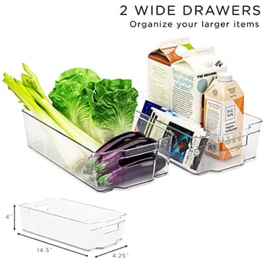 Sorbus Refrigerator Organizers and Storage Bins Set of 6 – Includes 2 Wide Bins, 2 Narrow Bins, Soda Can Organizer (12 Cans), and 14 Egg Holder – Clear Bins for Fridge Organization, Pantry, Freezer - Image 5