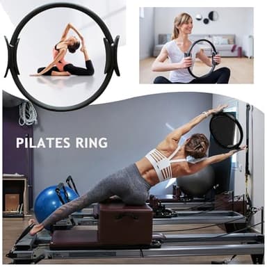 Nuplot Pilates Essentials Kit for Women - Better Yoga Pilates Kit for Home Workouts with Pilates Ring and Ball Set, Booty Bands, Figure 8 Resistance Band, Yoga Bands for Stretching (Black) - Image 2