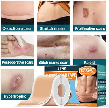 Arme Silicone Scar Tape, 1.6" x 240" Silicone Scar Sheets(2 Rolls-6M), Medical Grade Scar Tape Removal Sheets for Surgical Scars, Reusable Scar Removal Strips for Tummy Tuck C-Section Keloid - Image 6