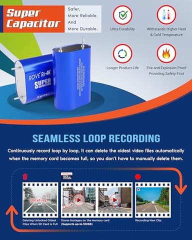 ROVE R2-4K Dash Cam Built-in WiFi 6 GPS Car Dashboard Camera Recorder with UHD 2160P, 2.4" IPS Screen, 150° Wide Angle, WDR, Night Vision - Image 8