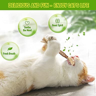 BAWAN Catnip Toys‖ Silvervine for Cats: Cute Cat & Kitten Toys for Indoor Cats Interactive‖ Cat & Kitten Teething Chew Toys for Aggressive Chewers‖ Silvervine Sticks Ca.t Dental Toy (3PCS) - Image 2