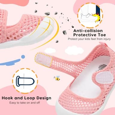 BARERUN Baby Sandals Toddler Kids Infant Boys Girls Water Shoes Aqua Socks Soft Baby Water Shoes Boys Baby Boy Water Shoe Pink Infant Size 12-18 Months - Image 5