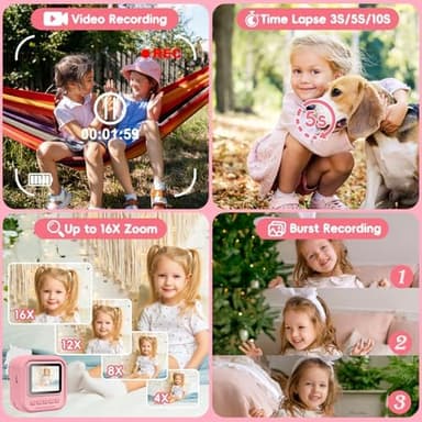 Kids Camera Instant Print Photo,1080P HD Kids Video Cameras,Birthday Gifts for Girls Boys Age 3-12,Digital Camera for 3 4 5 6 7 8 9 10 11 12 Year Old Girl Gifts Toys Light Pink - Image 7