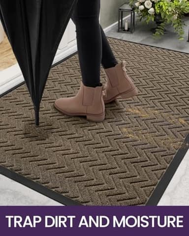 DEXI Front Door Mat Outside Entrance, 3x5 ft Rubber Entry Doormat Heavy Duty, Welcome Mats Non Slip for Inside House Floor Entryway Back Doors Exterior Patio, Chevron Brown - Image 6